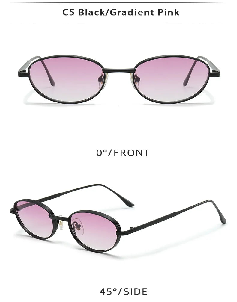 European and American Personalized Small Frame Oval Exquisite Metal Glasses for Men and Women Fashionable Anti-Uv Sunglasses