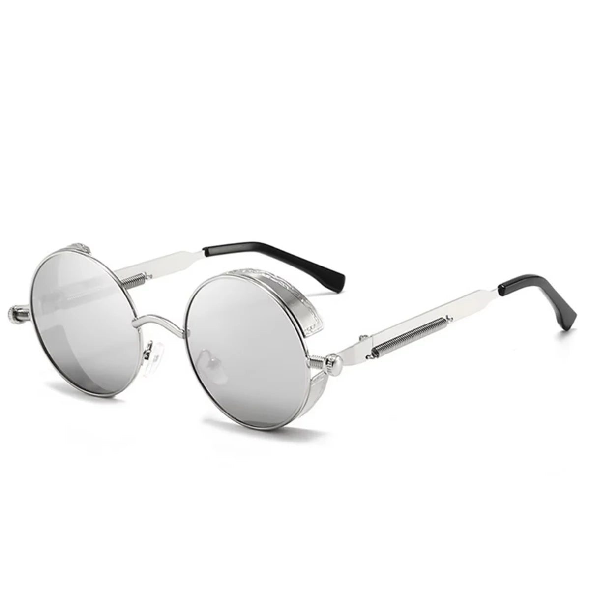 Retro Punk round Reflective for Men and Women Sunglasses