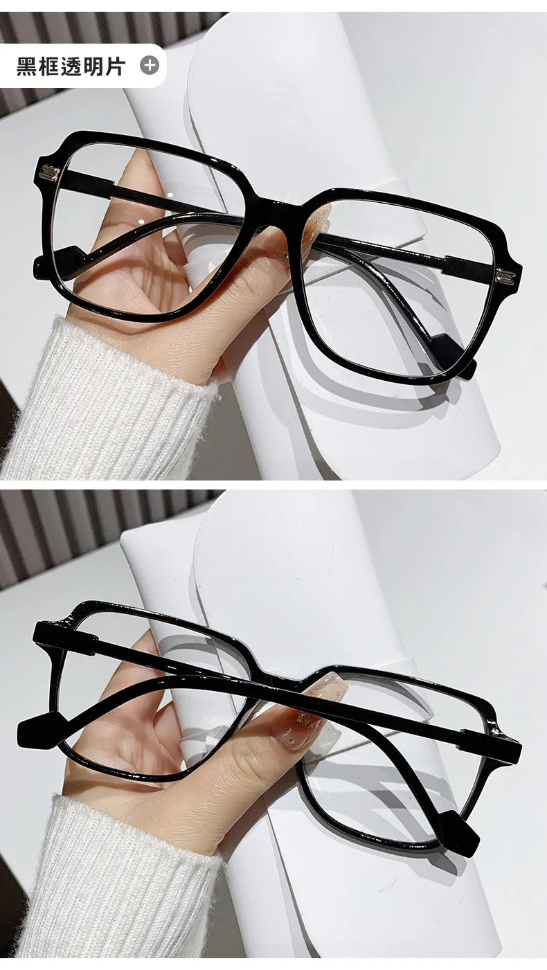 Classic Fashion Large Frame Square Glasses Transparent Lens Casual Decorative Glasses Suitable for Office Очки Солнечные Мужские