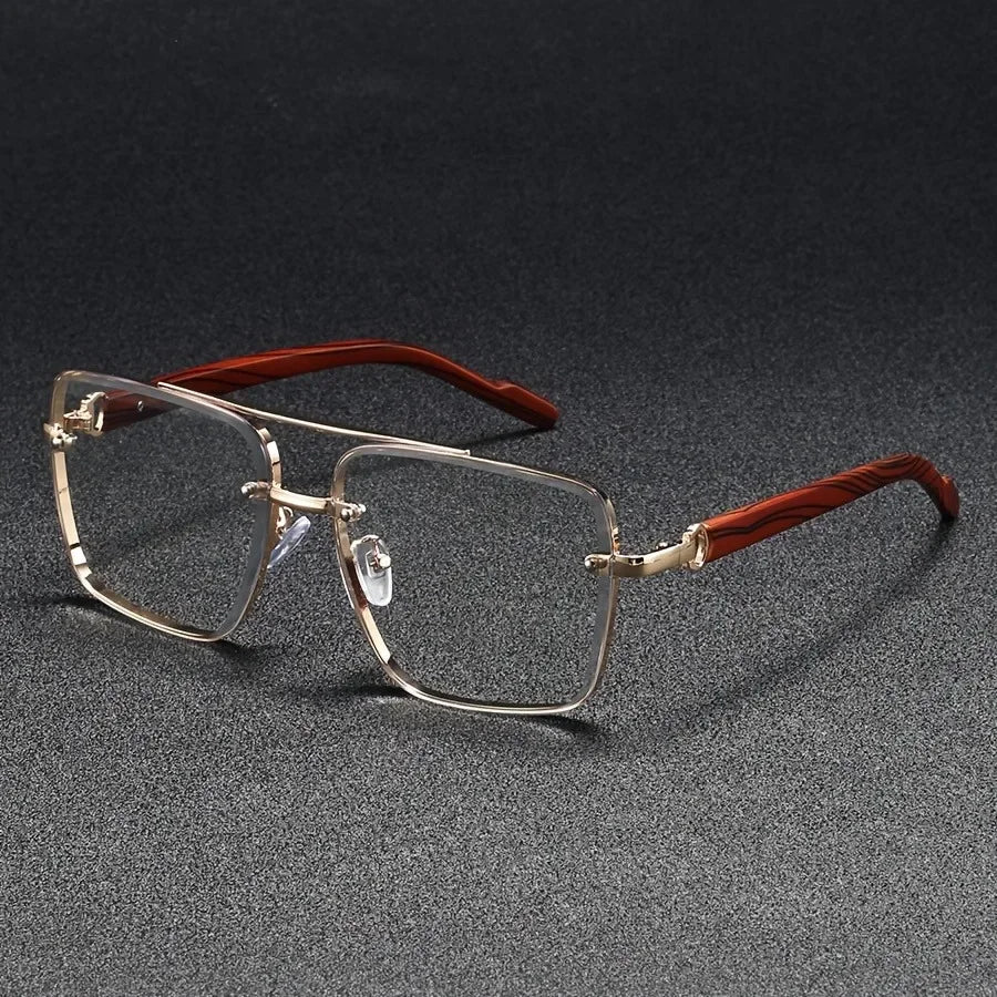 Luxury Square Sunglasses Men New Wooden Vintage Designer Fashion Glasses Women Vacation Gradient Eyewear