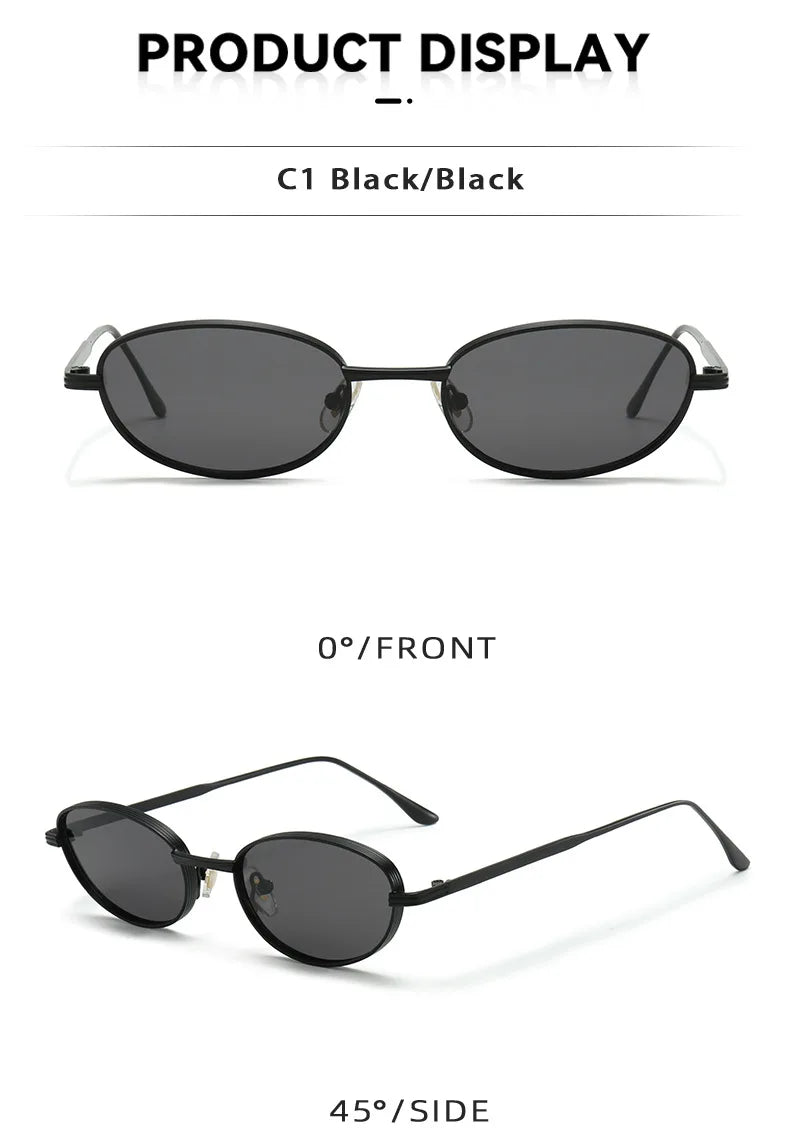 European and American Personalized Small Frame Oval Exquisite Metal Glasses for Men and Women Fashionable Anti-Uv Sunglasses