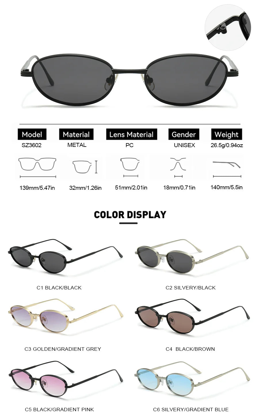European and American Personalized Small Frame Oval Exquisite Metal Glasses for Men and Women Fashionable Anti-Uv Sunglasses