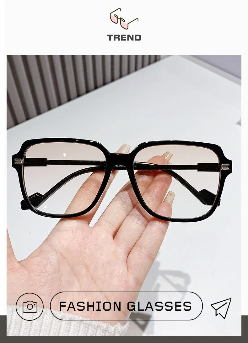 Classic Fashion Large Frame Square Glasses Transparent Lens Casual Decorative Glasses Suitable for Office Очки Солнечные Мужские