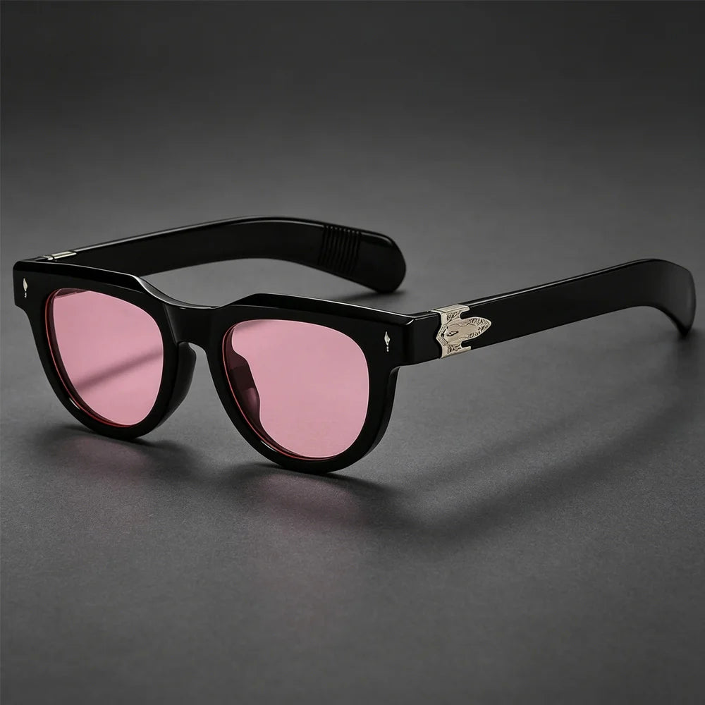 Square Sunglasses for Women Vintage Thick Frame with Metal Carved
