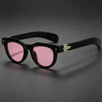Square Sunglasses for Women Vintage Thick Frame with Metal Carved