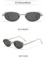 European and American Personalized Small Frame Oval Exquisite Metal Glasses for Men and Women Fashionable Anti-Uv Sunglasses