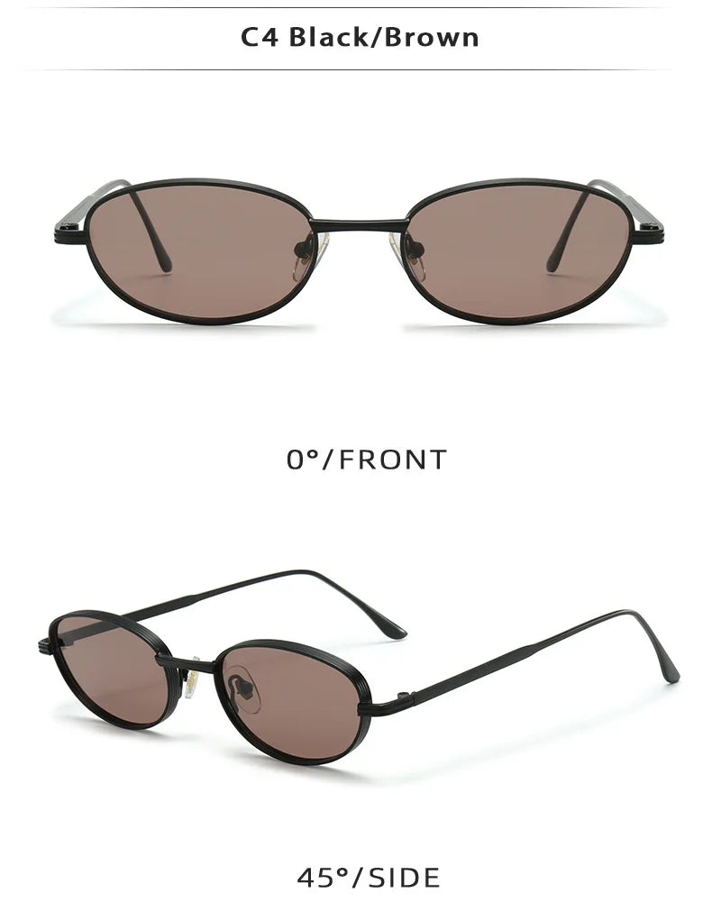 European and American Personalized Small Frame Oval Exquisite Metal Glasses for Men and Women Fashionable Anti-Uv Sunglasses