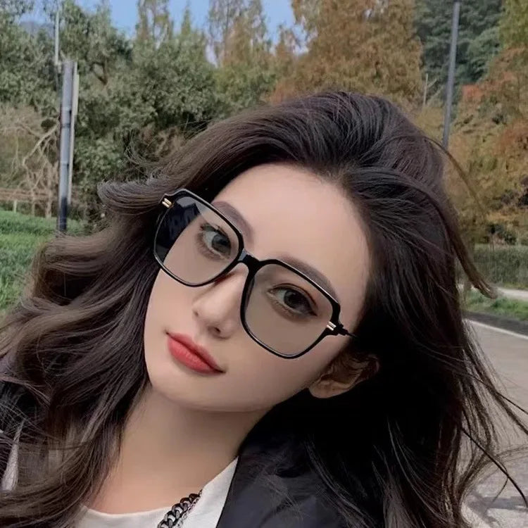 Classic Fashion Large Frame Square Glasses Transparent Lens Casual Decorative Glasses Suitable for Office Очки Солнечные Мужские