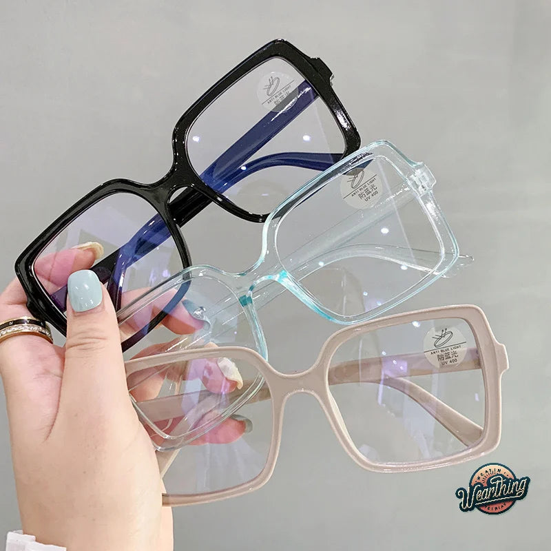 Women Glasses Anti Blue Light Glasses Oversized Vintage Glasses Computer Eyewear Full Frame Transparent Eye Protection Eyewear