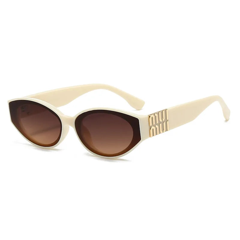 Luxury Glamour Oval Minimalist Fashion Brand Women Sun Glasses