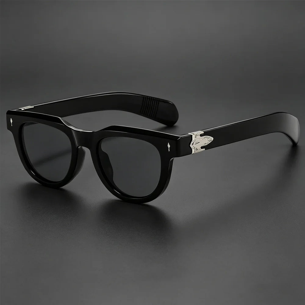 Square Sunglasses for Women Vintage Thick Frame with Metal Carved