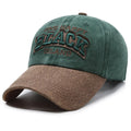 FS Vintage Green Brown Letter Baseball Cap For Men Washed Cotton Trucker Hat