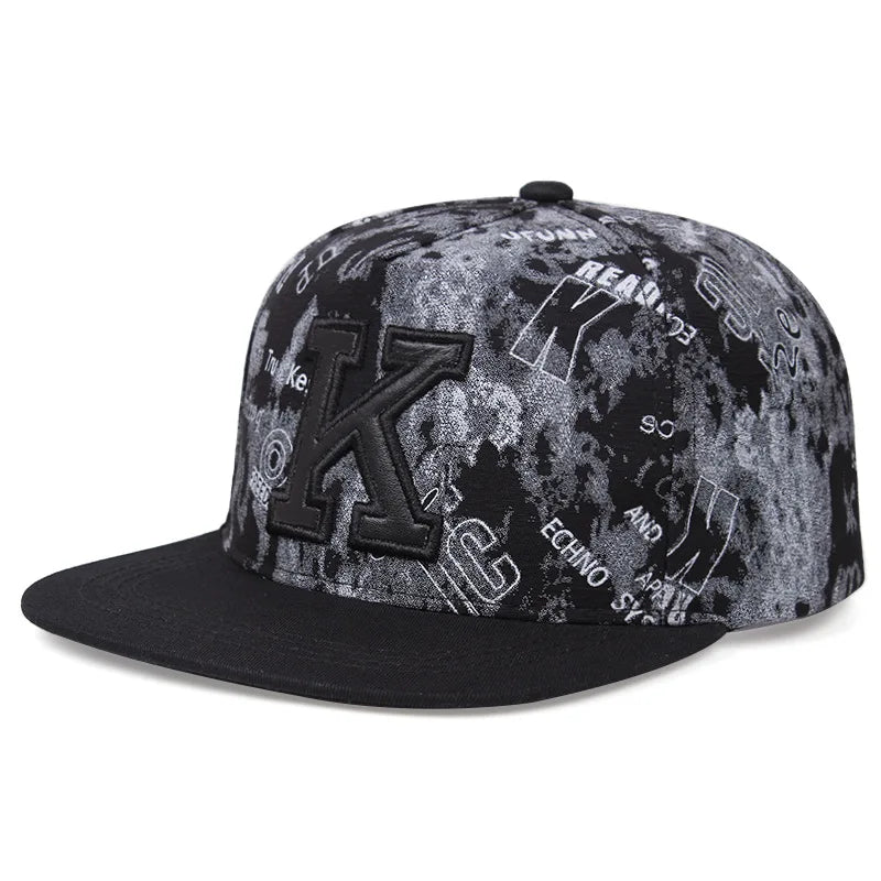 New Printed K Letter Baseball Cap Young Men and Women Hip-hop Flat-brimmed Hat