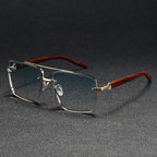 Luxury Square Sunglasses Men New Wooden Vintage Designer Fashion Glasses Women Vacation Gradient Eyewear