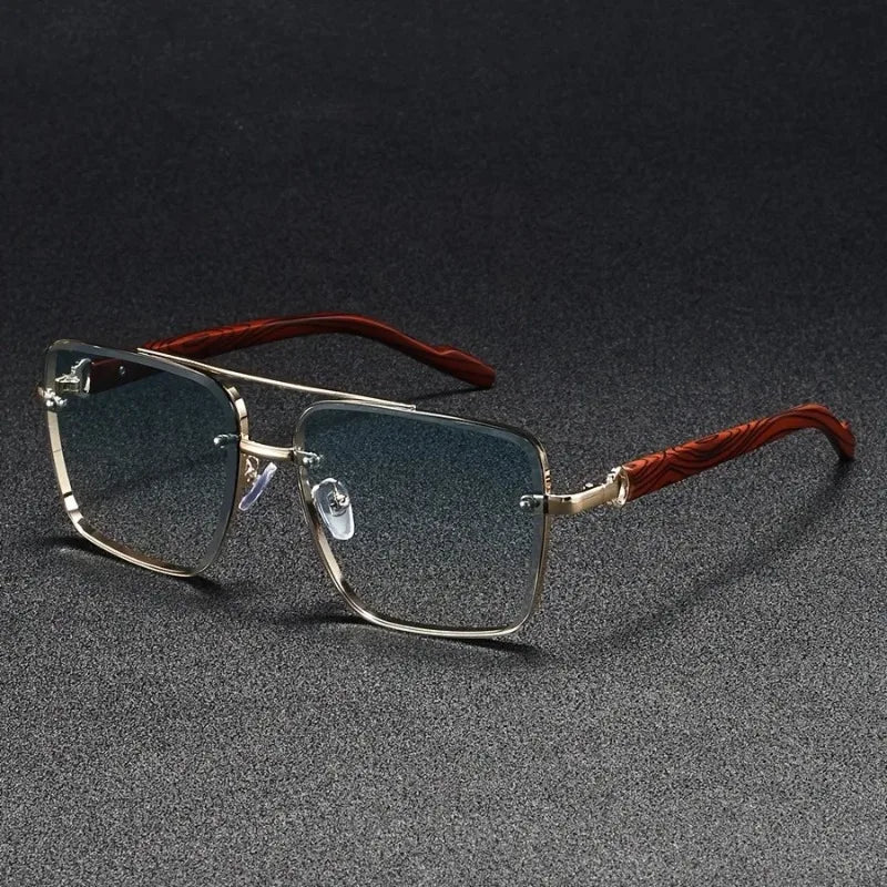 Luxury Square Sunglasses Men New Wooden Vintage Designer Fashion Glasses Women Vacation Gradient Eyewear