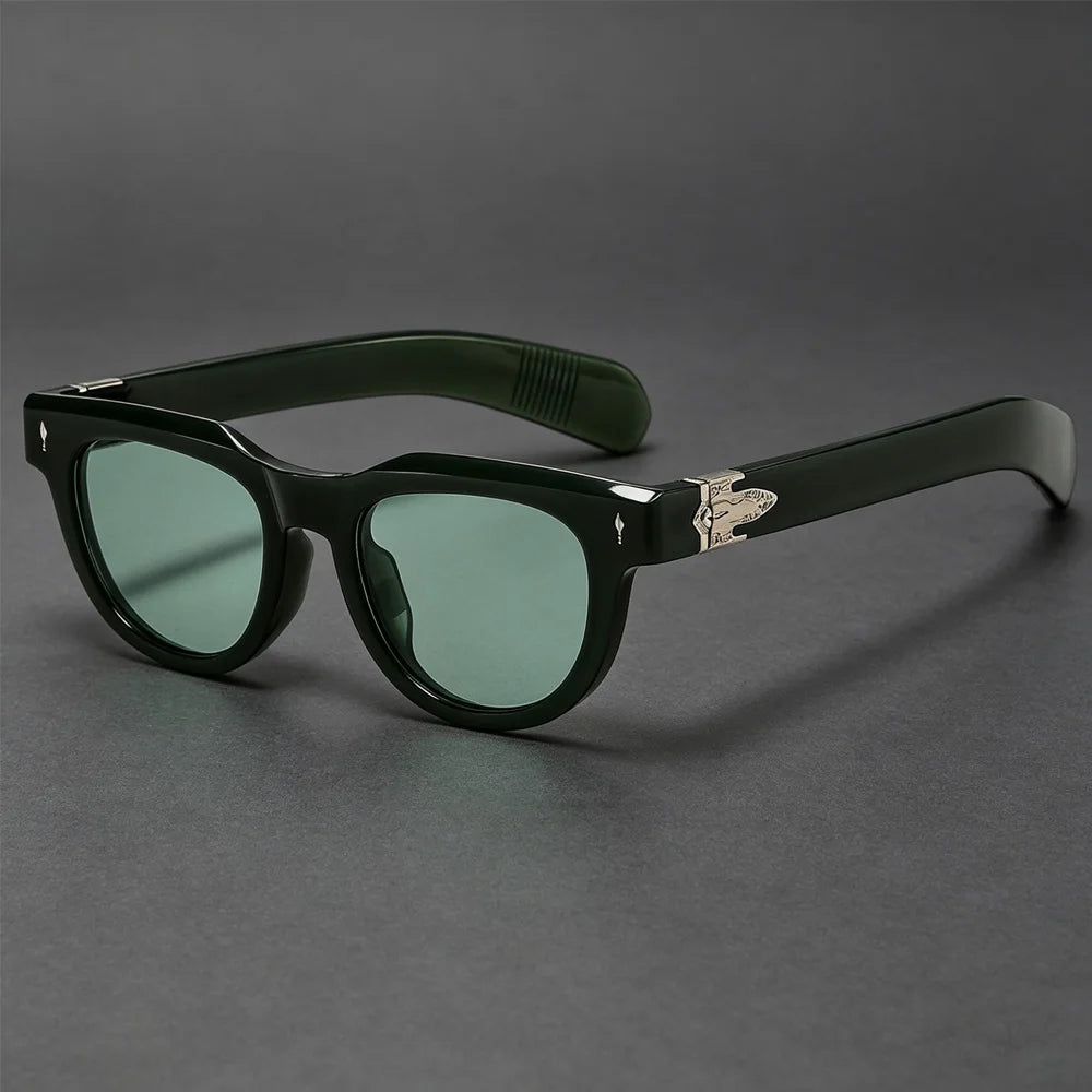 Square Sunglasses for Women Vintage Thick Frame with Metal Carved