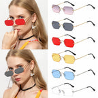 Luxury Rimless Square Sunglasses Man Brand Designer Frameless Gradient Sun Glasses Woman Fashion Vintage Metal Oculos De Sol