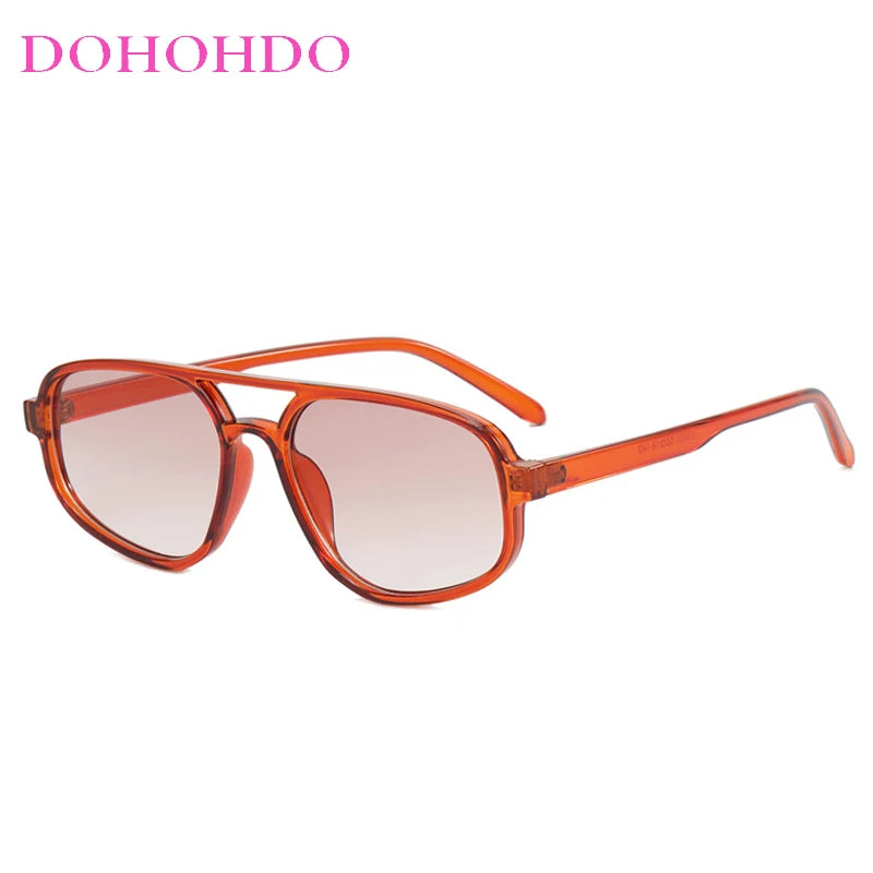 Luxury Brand Design Vintage Sunglasses For Women Men Thick Frame Double Bridges Eyewear Female Fashion Pilot Sun Glasses UV400