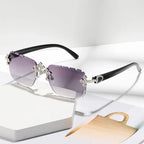New Frameless Fashion Glasses for Men and Women, High-Definition Lenses with Textured Rhinestone Inlays, Trendy Frame Design, Suitable for Daily Casual Wear, Perfect Gift Choice