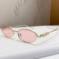 Luxury Brand Metal Letters Sunglasses For Women Men Trendy Unisex Small Polygon UV400 Sun Glasses Elegant Outdoor Driving Selfie