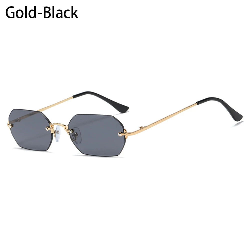 Luxury Rimless Square Sunglasses Man Brand Designer Frameless Gradient Sun Glasses Woman Fashion Vintage Metal Oculos De Sol