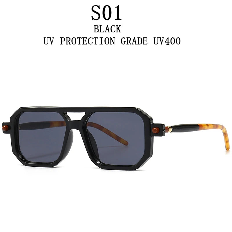 Retro Fashion Square Blue Light Blocking Shades Sunglasses For Men