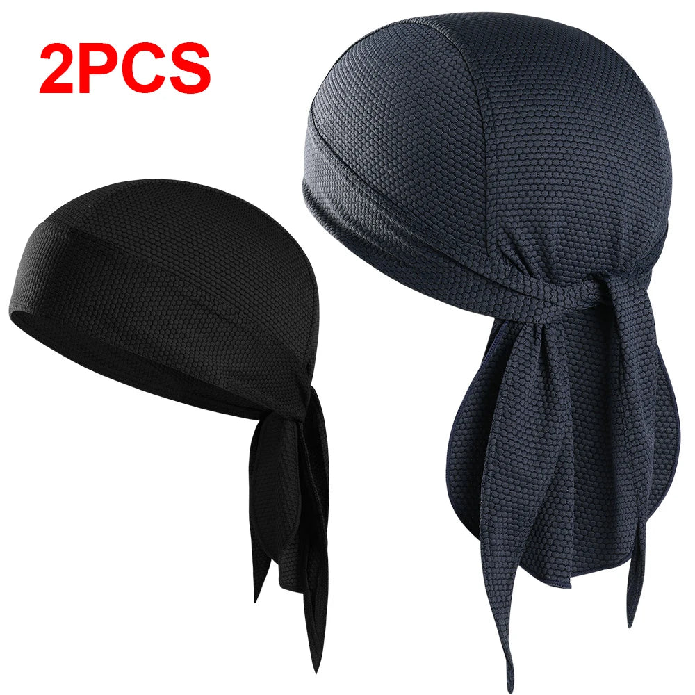 2PCS Quick-drying Bandana Breathable Beanies Hat Sweat-wicking Do Rags Sun Protection