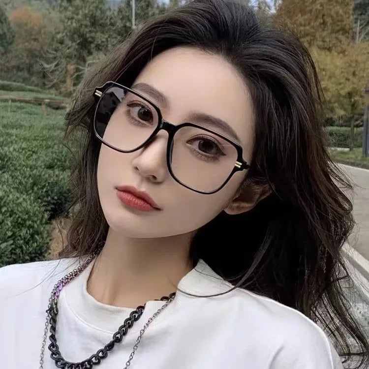 Classic Fashion Large Frame Square Glasses Transparent Lens Casual Decorative Glasses Suitable for Office Очки Солнечные Мужские