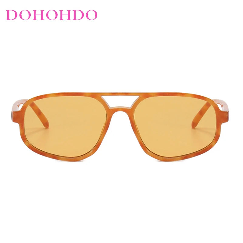 Luxury Brand Design Vintage Sunglasses For Women Men Thick Frame Double Bridges Eyewear Female Fashion Pilot Sun Glasses UV400