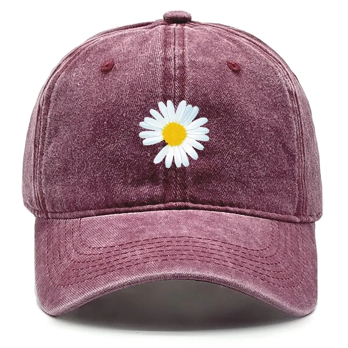 New Daisy Print Baseball Cap Adjustable Mesh Hat Retro Cotton Snapback