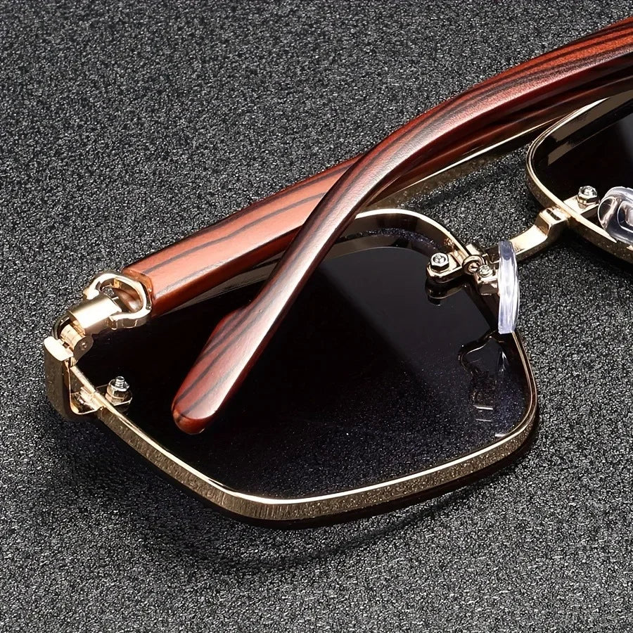 Luxury Square Sunglasses Men New Wooden Vintage Designer Fashion Glasses Women Vacation Gradient Eyewear