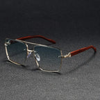Luxury Square Sunglasses Men New Wooden Vintage Designer Fashion Glasses Women Vacation Gradient Eyewear