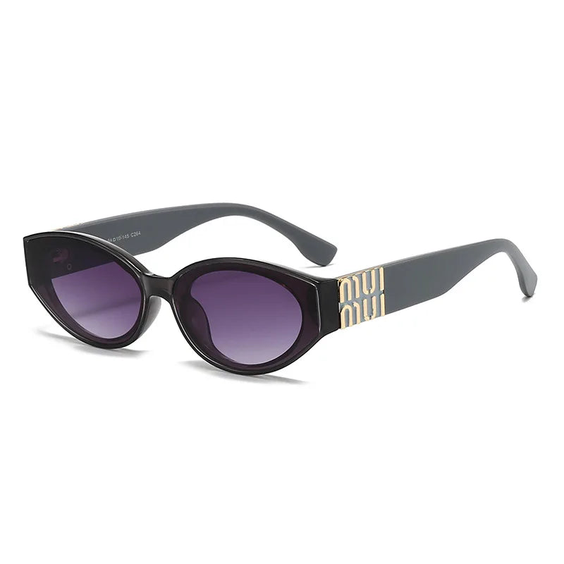 Luxury Glamour Oval Minimalist Fashion Brand Women Sun Glasses
