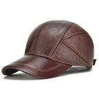 2026 Male Winter Genuine Real Cow Leather Baseball Hats Men
