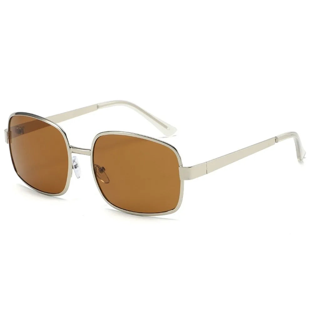 Retro Metal Sunglasses Large-Framed RED Lens Sun Protection Glasses