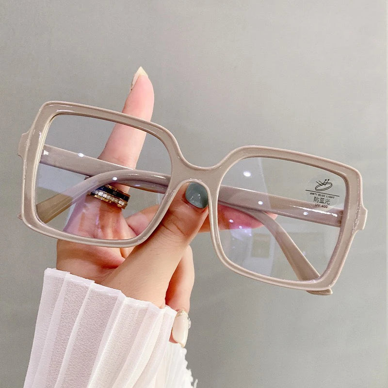Women Glasses Anti Blue Light Glasses Oversized Vintage Glasses Computer Eyewear Full Frame Transparent Eye Protection Eyewear