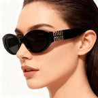 Luxury Glamour Oval Minimalist Fashion Brand Women Sun Glasses