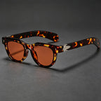 Square Sunglasses for Women Vintage Thick Frame with Metal Carved