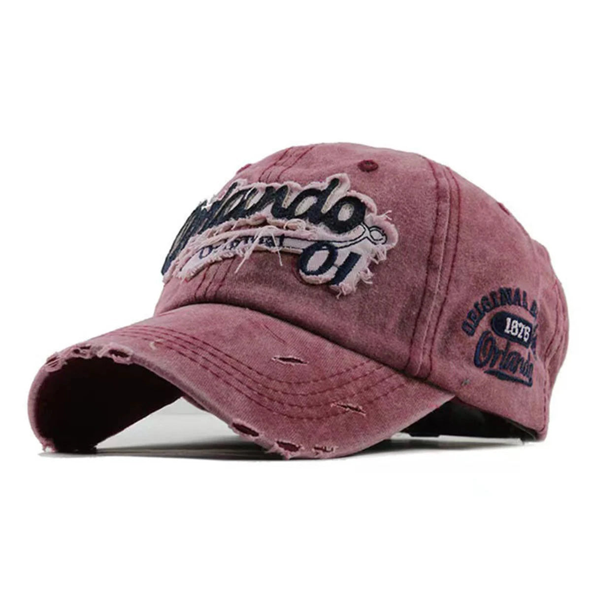Unisex Orlando 01 Letter Embroidery Wash Baseball  Spring and Autumn Caps for men & women