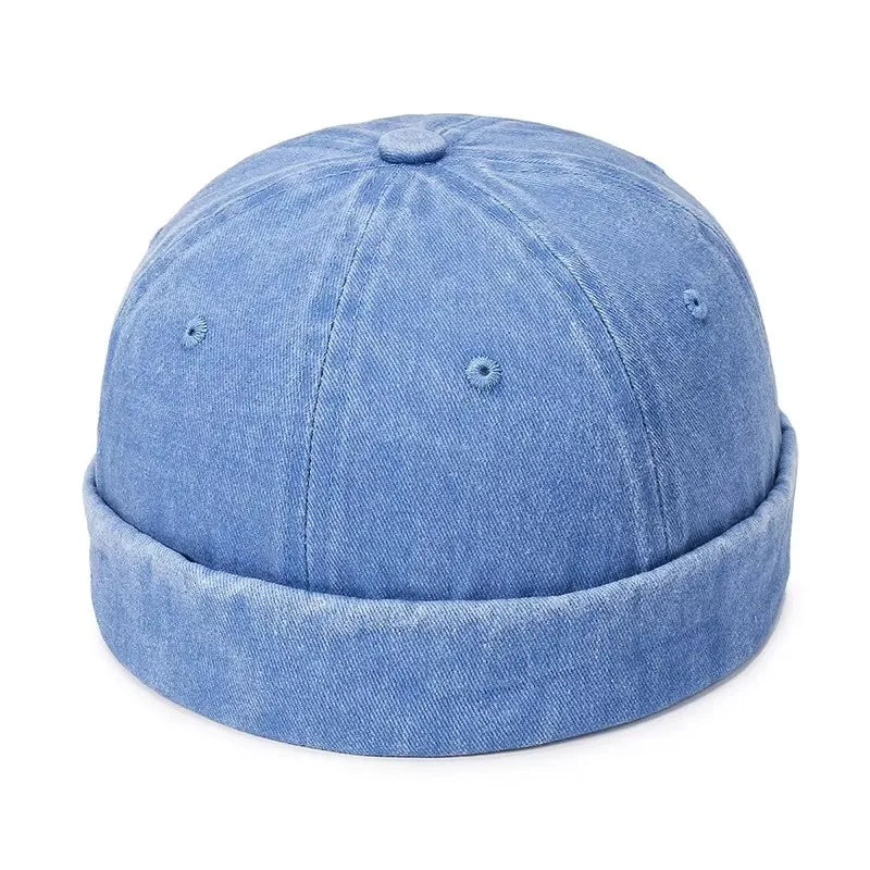 New Women Men Solid Cotton Cap Hat Washed Denim Beanie Hat