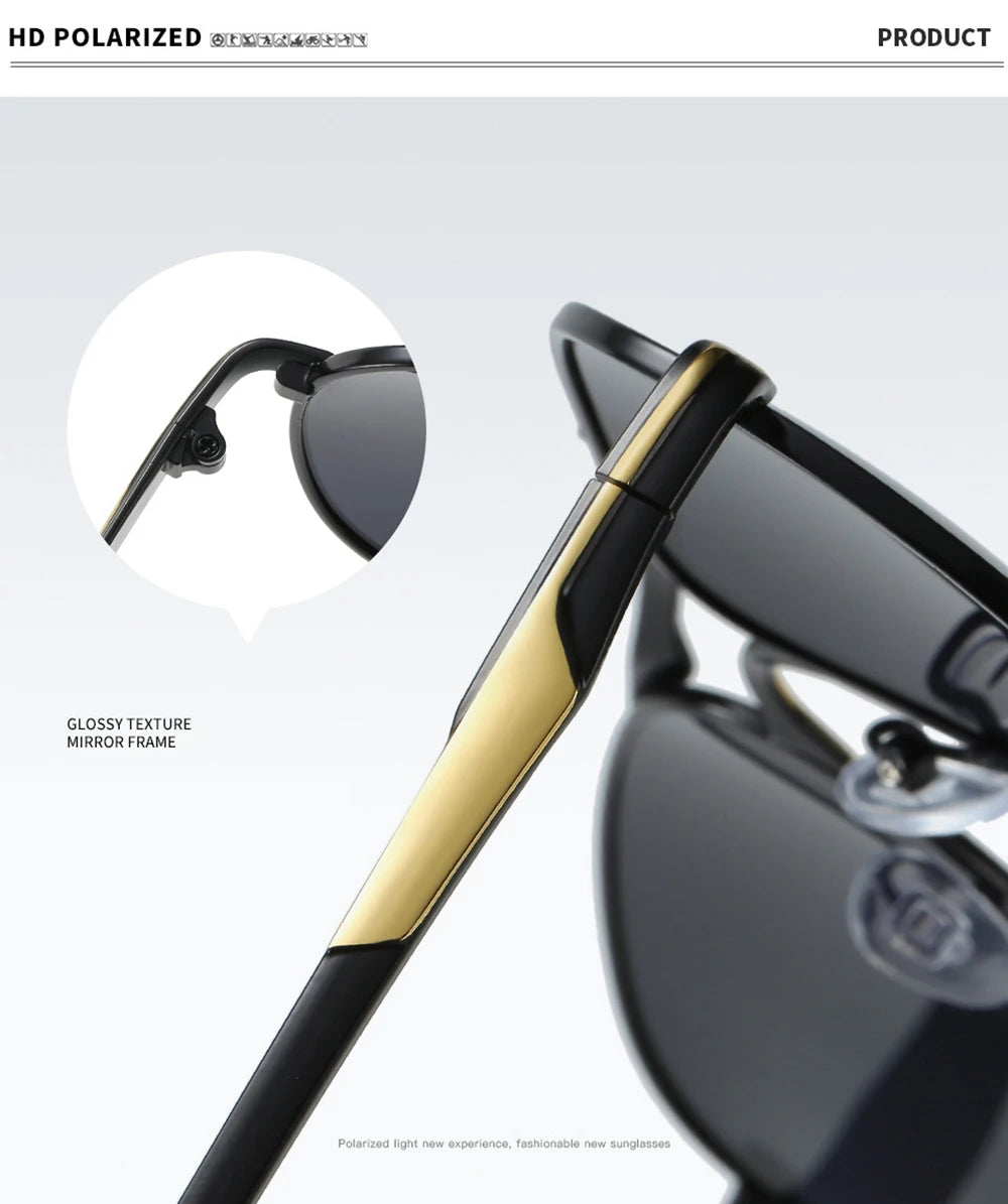 Luxury Polarized Sunglasses Men Women Driving Fishing Retro Sun Glasses Brand Designer Male Metal Sunglasses For Man UV400