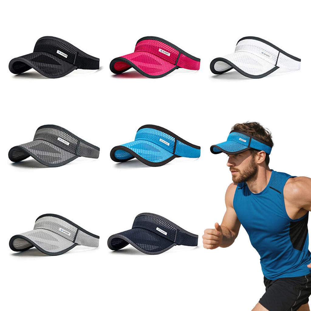 Lightweight Hollow Top Sun Visor Hat With Extra Long 11cm Brim For unisex