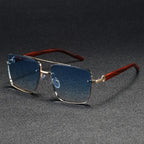 Luxury Square Sunglasses Men New Wooden Vintage Designer Fashion Glasses Women Vacation Gradient Eyewear