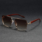 Luxury Square Sunglasses Men New Wooden Vintage Designer Fashion Glasses Women Vacation Gradient Eyewear