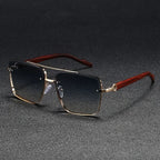 Luxury Square Sunglasses Men New Wooden Vintage Designer Fashion Glasses Women Vacation Gradient Eyewear