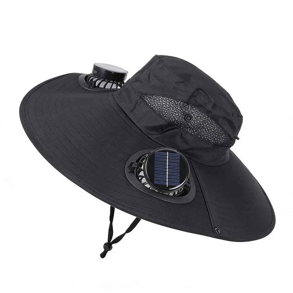 Dual Fan Solar Fan Hat Breathable 3 Speeds UV Protection Lightweight Summer Fan Visor Cap