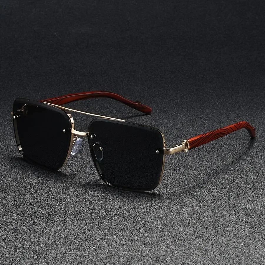 Luxury Square Sunglasses Men New Wooden Vintage Designer Fashion Glasses Women Vacation Gradient Eyewear