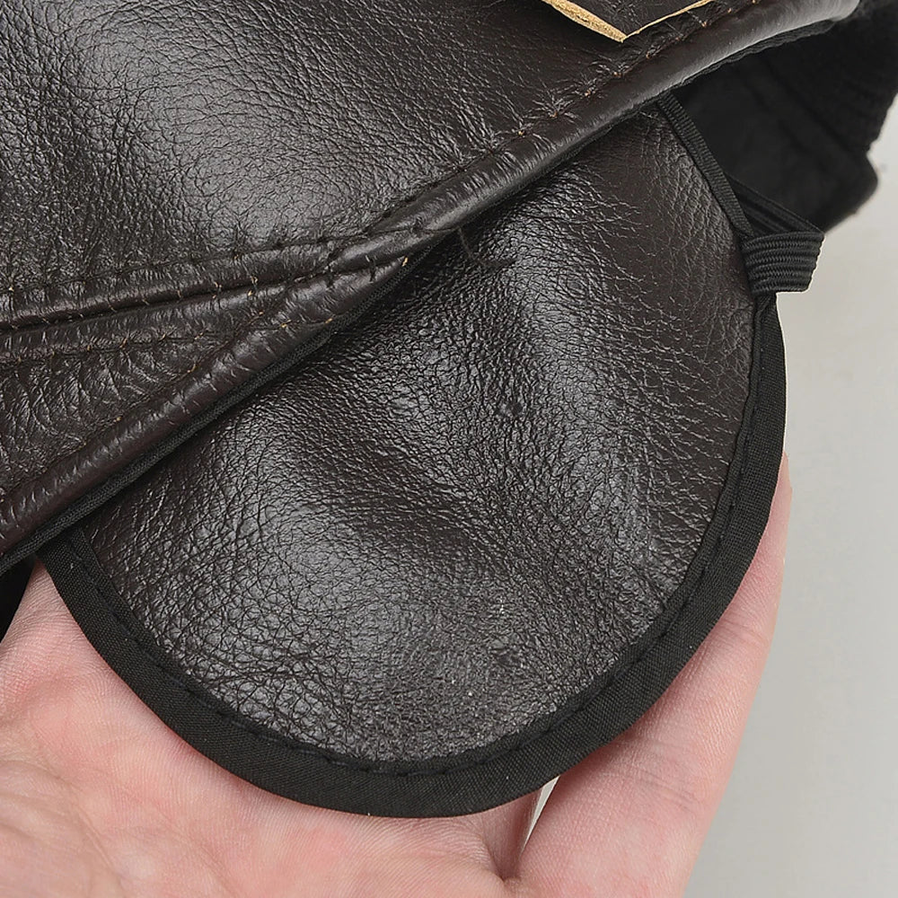 2026 Male Winter Genuine Real Cow Leather Baseball Hats Men