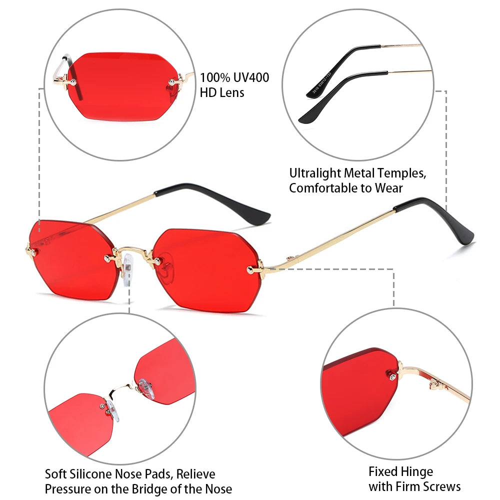 Luxury Rimless Square Sunglasses Man Brand Designer Frameless Gradient Sun Glasses Woman Fashion Vintage Metal Oculos De Sol
