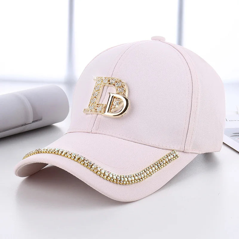 Fashion Diamond D Letter Baseball Cap For Women
